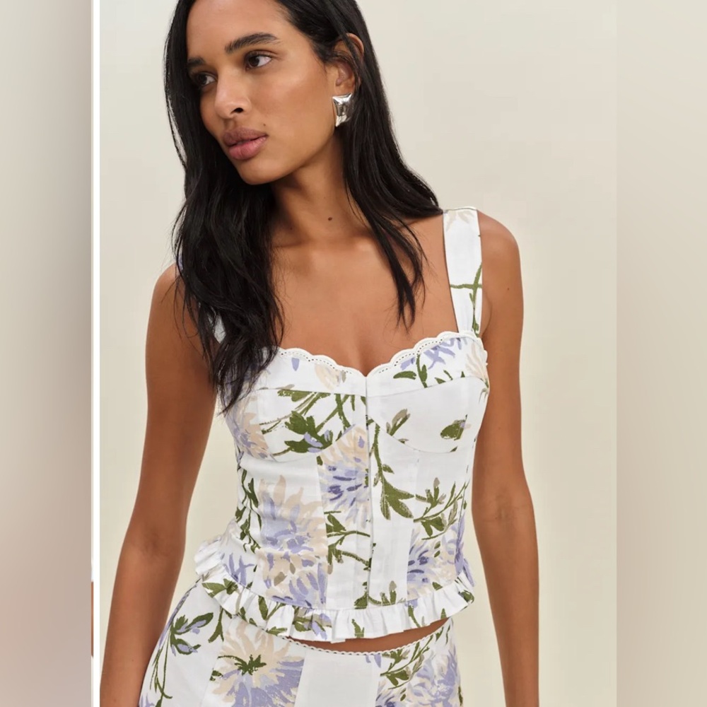 Reformation Anatolia Linen Set - Lavender & Olive Print